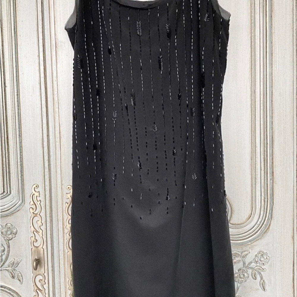 Eileen Fisher black beaded slip dress size 8. NWOT - Picture 3 of 5